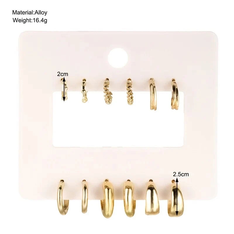 Gold Farbe Vintage Kreis Hoop Ohrringe für Frauen Mädchen Einfache Mode Geometrische Tropfen Ohrring Set Neue Trendy Schmuck Party Geschenke