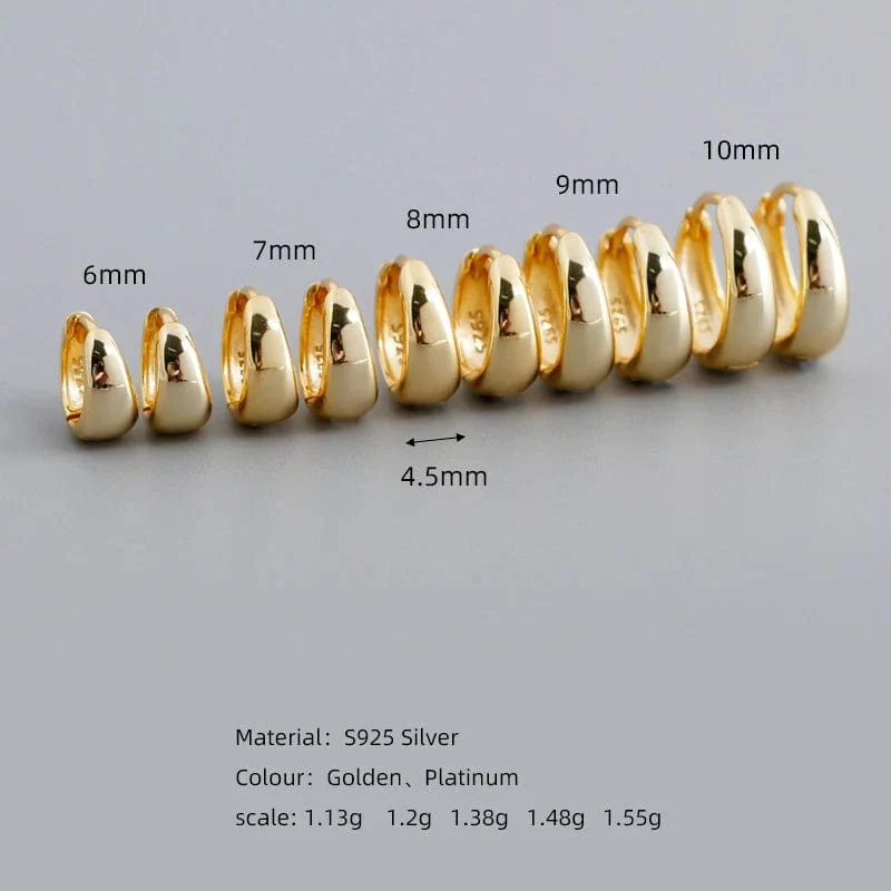 WANTME 925 Sterling Silber Einfache Breite Huggies Gothic Creolen für Frauen Europäische Unisex Piercing Rock Schmuck Ohr Schnallen