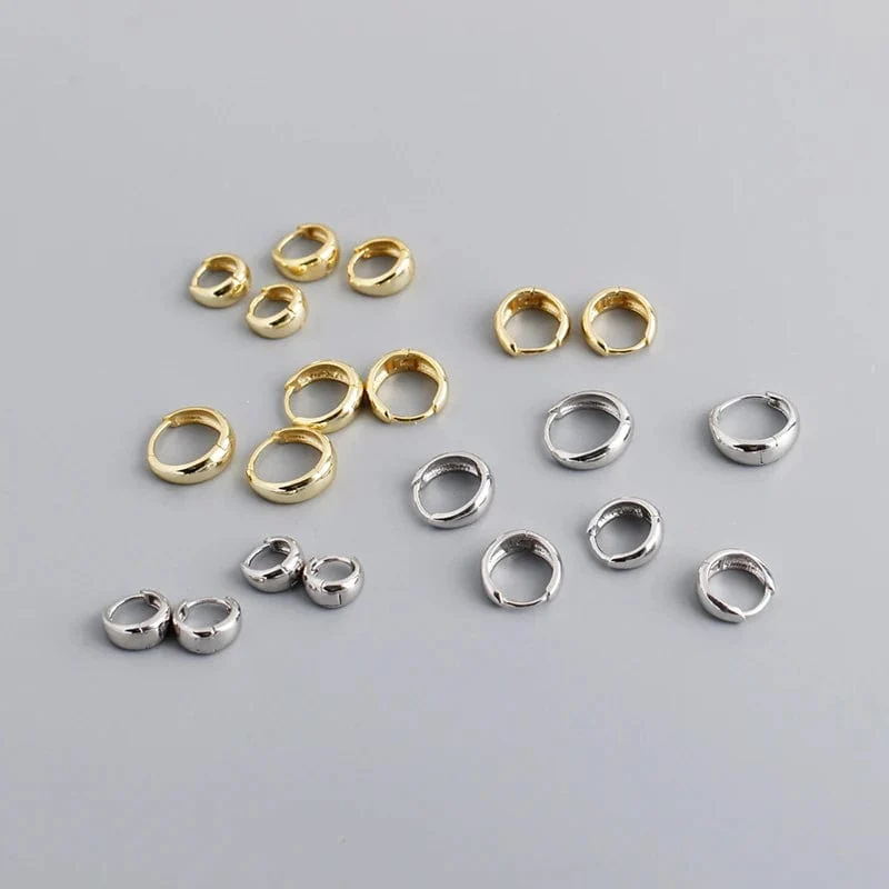 WANTME 925 Sterling Silber Einfache Breite Huggies Gothic Creolen für Frauen Europäische Unisex Piercing Rock Schmuck Ohr Schnallen