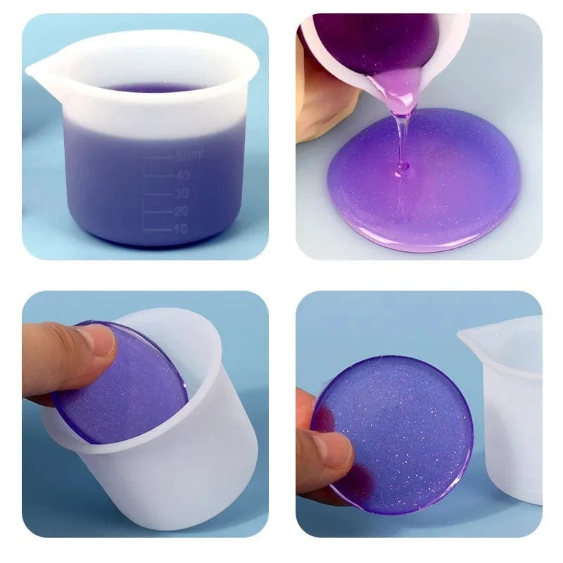 Gießen Sie geteilte Becher aus Silikon mit Epoxidmischung für Farbgießbecher, DIY-Harzwerkzeug, Epoxidharz, Acrylfarbe, Harzform, Schmuckherstellungswerkzeug
