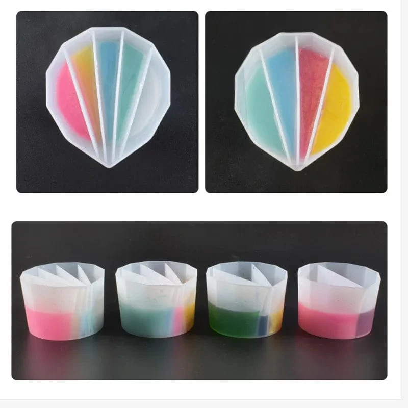 Gießen Sie geteilte Becher aus Silikon mit Epoxidmischung für Farbgießbecher, DIY-Harzwerkzeug, Epoxidharz, Acrylfarbe, Harzform, Schmuckherstellungswerkzeug