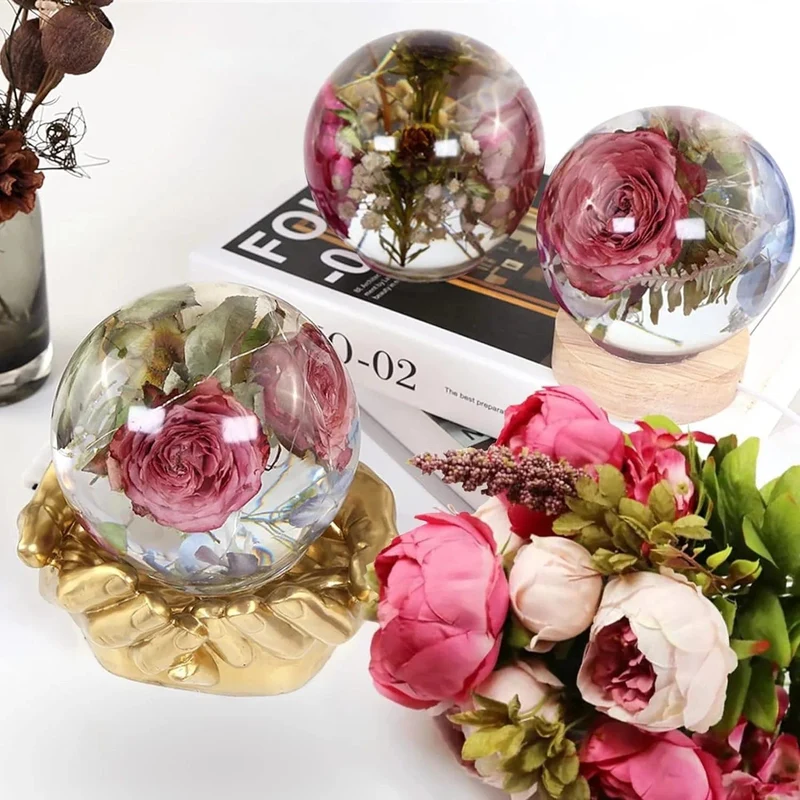Große Kugel-Harzformen, Kristallkugel-Silikon-Harzformen zur Blumenkonservierung, nahtlose Kugel-Epoxidharzformen
