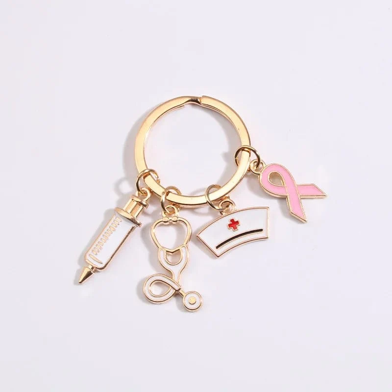 Neuer Arzt Schlüsselanhänger Medizinisches Werkzeug Schlüsselanhänger Injektionsspritze Stethoskop Krankenschwester Kappe Schlüsselanhänger Medico Geschenk DIY Schmuck Handarbeit
