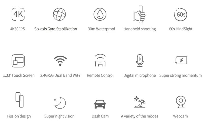 SJCAM C300 Pocket-Action-Kamera 4K FHD mit langer Akkulaufzeit Video 30M wasserdicht 5G WiFi Kamera Sport Action Cam