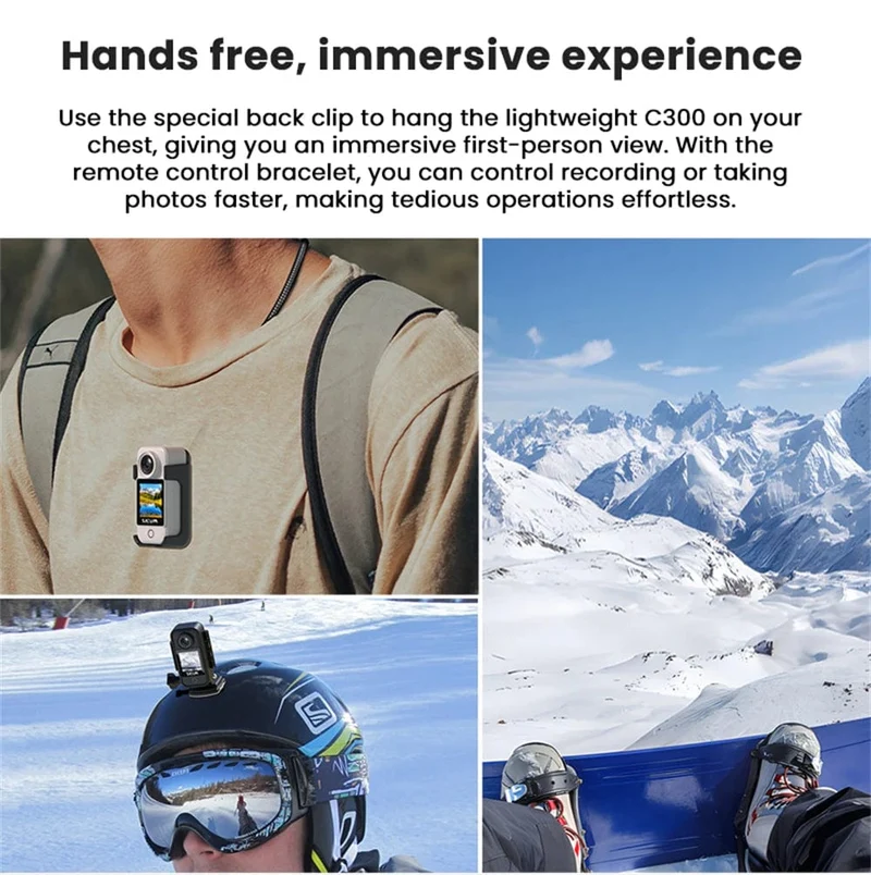 SJCAM C300 Pocket-Action-Kamera 4K FHD mit langer Akkulaufzeit Video 30M wasserdicht 5G WiFi Kamera Sport Action Cam