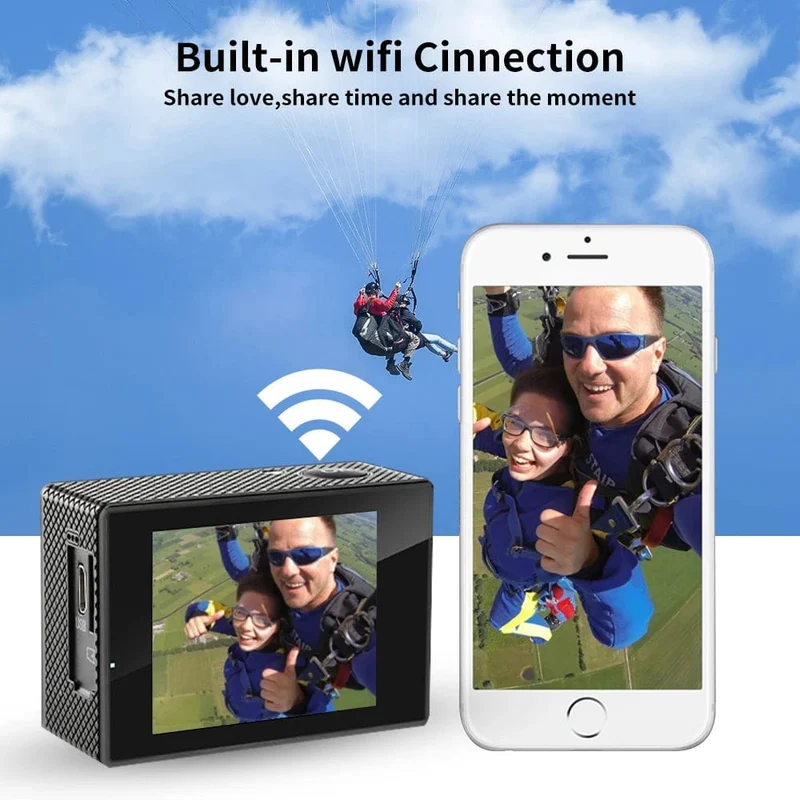 4K Action Kamera 1080P/30FPS WiFi 2.0" 170D Unterwasser Wasserdichte Helm Video Aufnahme Kamera Sport Kameras Outdoor Mini Cam