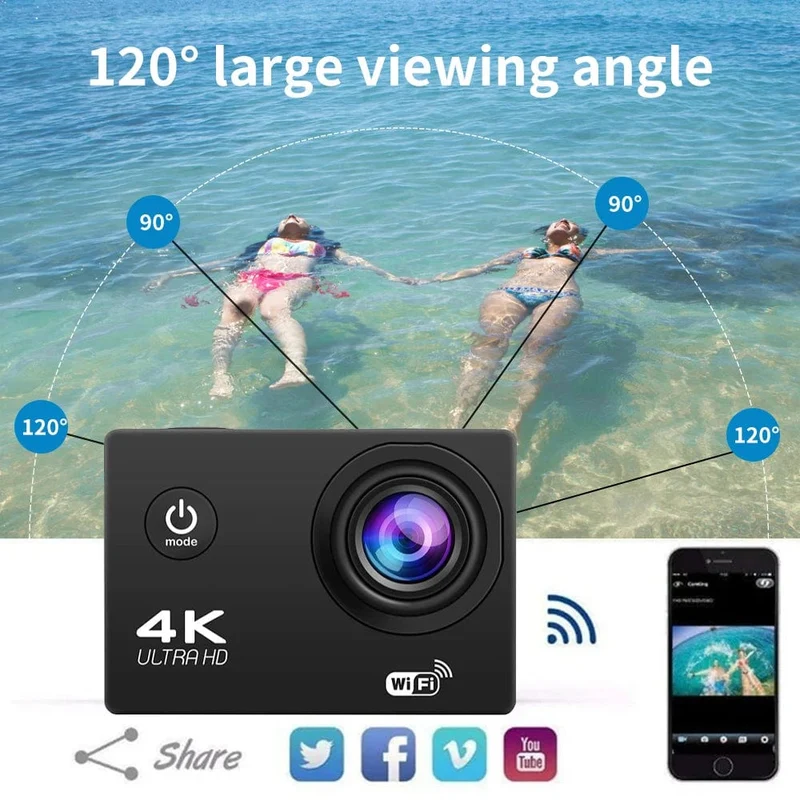 4K Action Kamera 1080P/30FPS WiFi 2.0" 170D Unterwasser Wasserdichte Helm Video Aufnahme Kamera Sport Kameras Outdoor Mini Cam