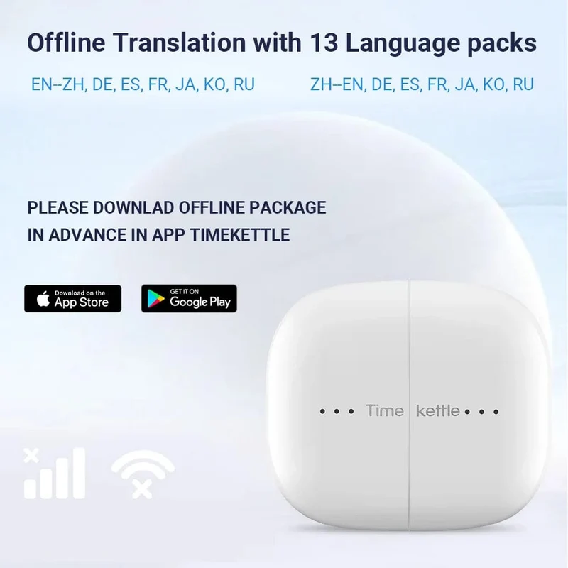 TimeKettle M3 Sprach-Simultanübersetzer-Headset Geschäftsinterpretation Kopfhörer Reise-Sprachübersetzung Ohrhörer