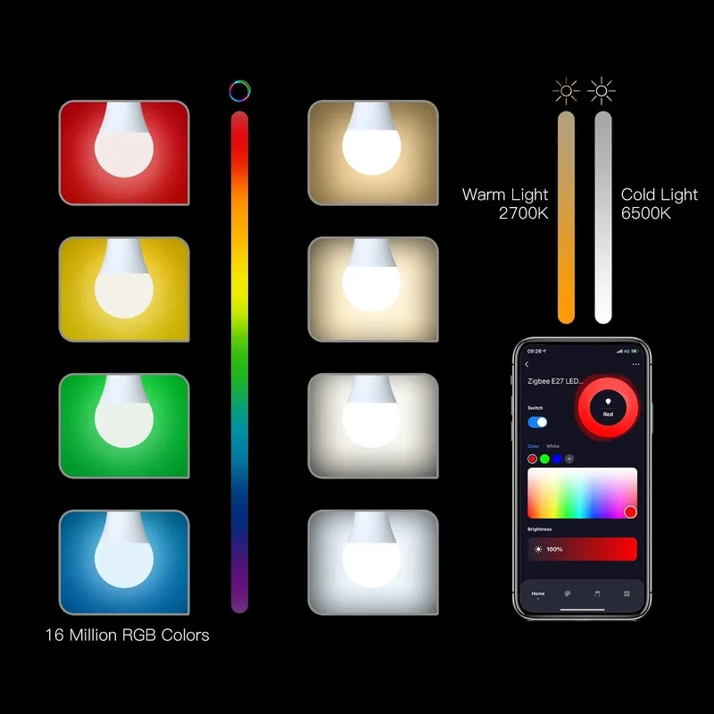 MOES 1-9PCS 9W AC90-240V Tuya ZigBee Smart LED Glühbirne RGB E27 Dimmbare APP Fernbedienung Alexa Google Home Sprachsteuerung