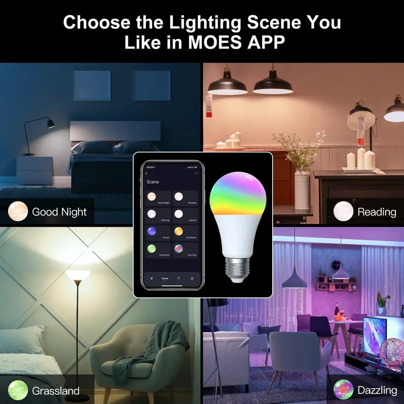 MOES 1-9PCS 9W AC90-240V Tuya ZigBee Smart LED Glühbirne RGB E27 Dimmbare APP Fernbedienung Alexa Google Home Sprachsteuerung
