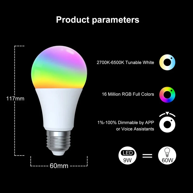 MOES 1-9PCS 9W AC90-240V Tuya ZigBee Smart LED Glühbirne RGB E27 Dimmbare APP Fernbedienung Alexa Google Home Sprachsteuerung