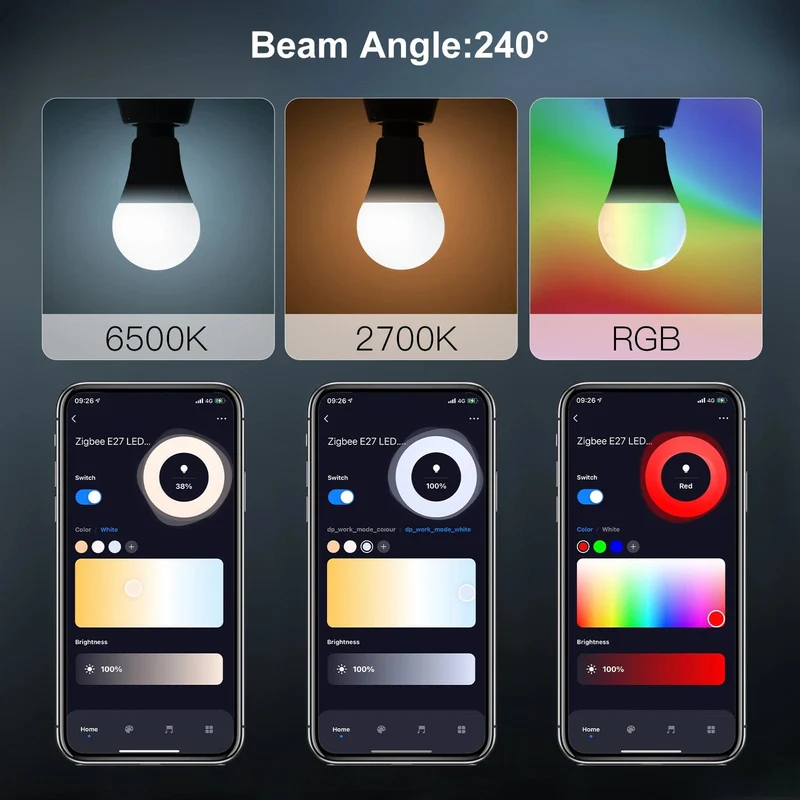 MOES 1-9PCS 9W AC90-240V Tuya ZigBee Smart LED Glühbirne RGB E27 Dimmbare APP Fernbedienung Alexa Google Home Sprachsteuerung