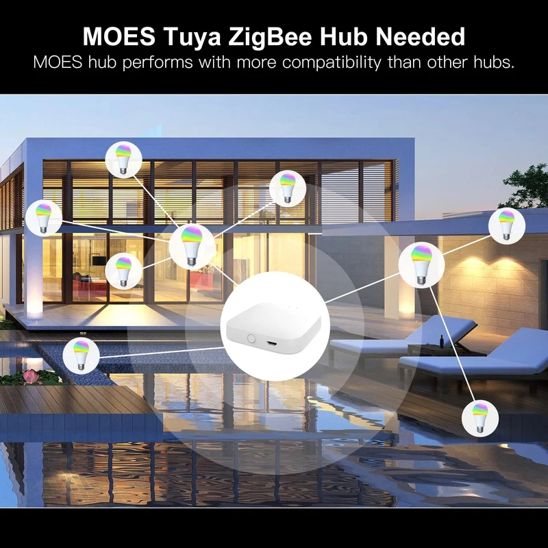 MOES 1-9PCS 9W AC90-240V Tuya ZigBee Smart LED Glühbirne RGB E27 Dimmbare APP Fernbedienung Alexa Google Home Sprachsteuerung