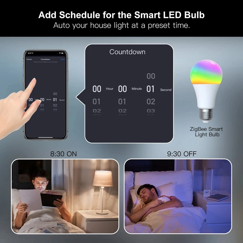 MOES 1-9PCS 9W AC90-240V Tuya ZigBee Smart LED Glühbirne RGB E27 Dimmbare APP Fernbedienung Alexa Google Home Sprachsteuerung