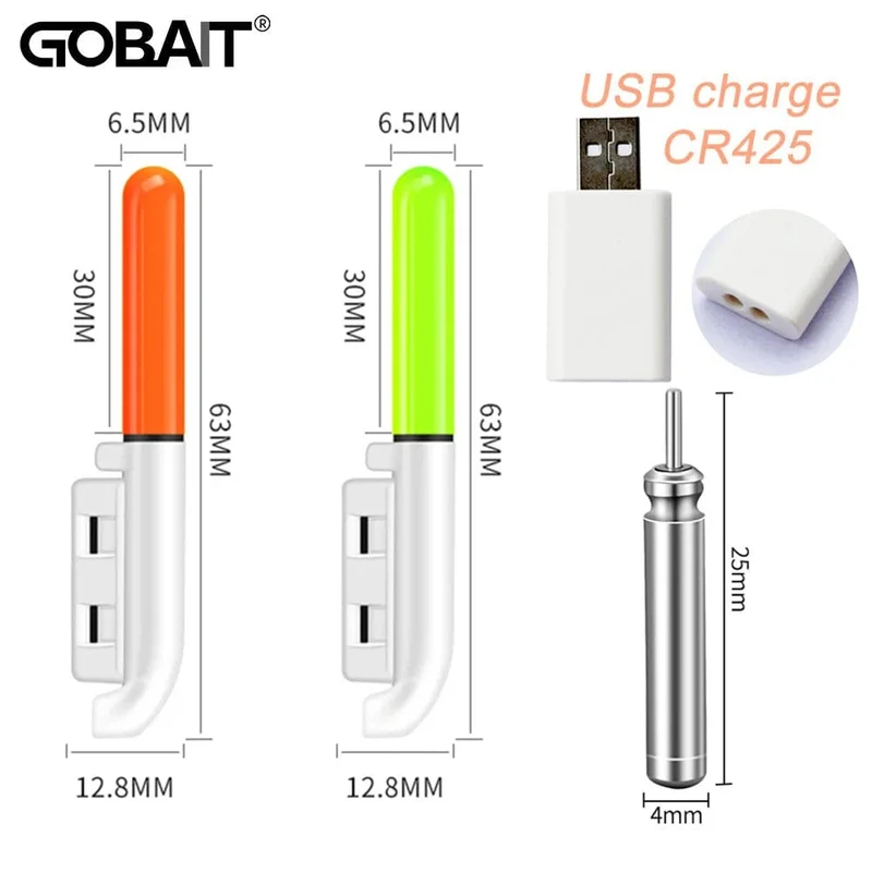 Elektronische Angelrute, leuchtender Stab, Blitzlicht, CR425, 3.6 V Lithiumbatterie, LED, abnehmbare USB-Ladung, wasserdichtes Nachtgerät