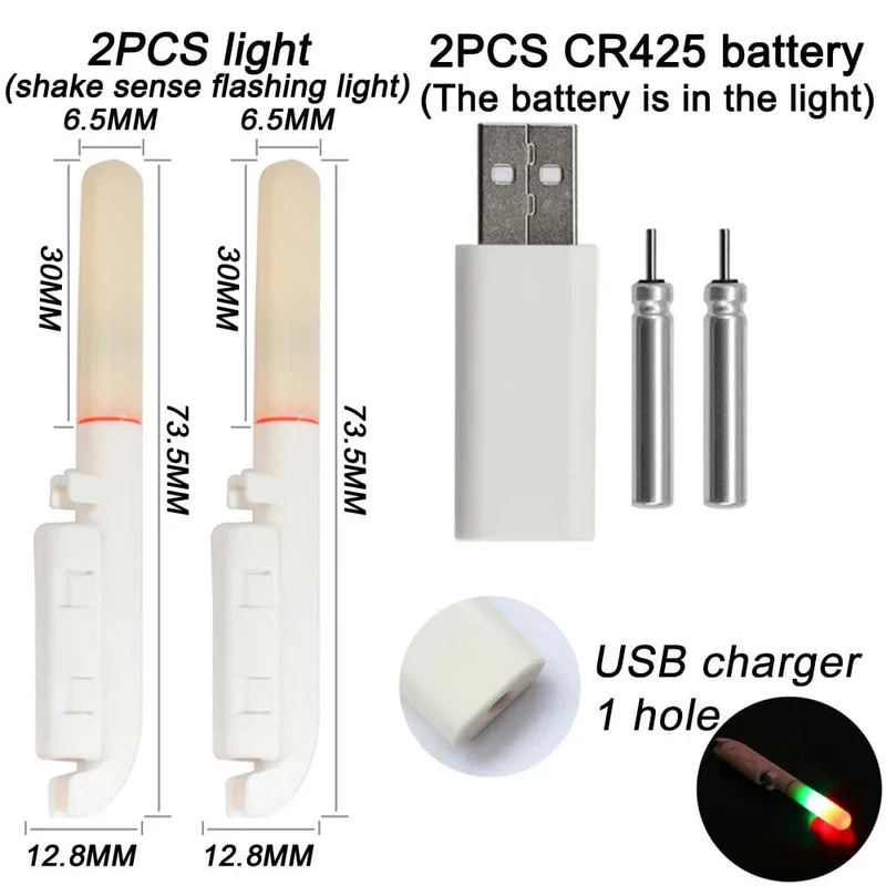 Elektronische Angelrute, leuchtender Stab, Blitzlicht, CR425, 3.6 V Lithiumbatterie, LED, abnehmbare USB-Ladung, wasserdichtes Nachtgerät