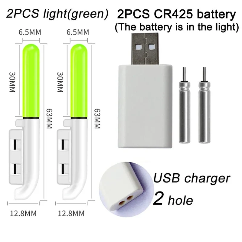 Elektronische Angelrute, leuchtender Stab, Blitzlicht, CR425, 3.6 V Lithiumbatterie, LED, abnehmbare USB-Ladung, wasserdichtes Nachtgerät