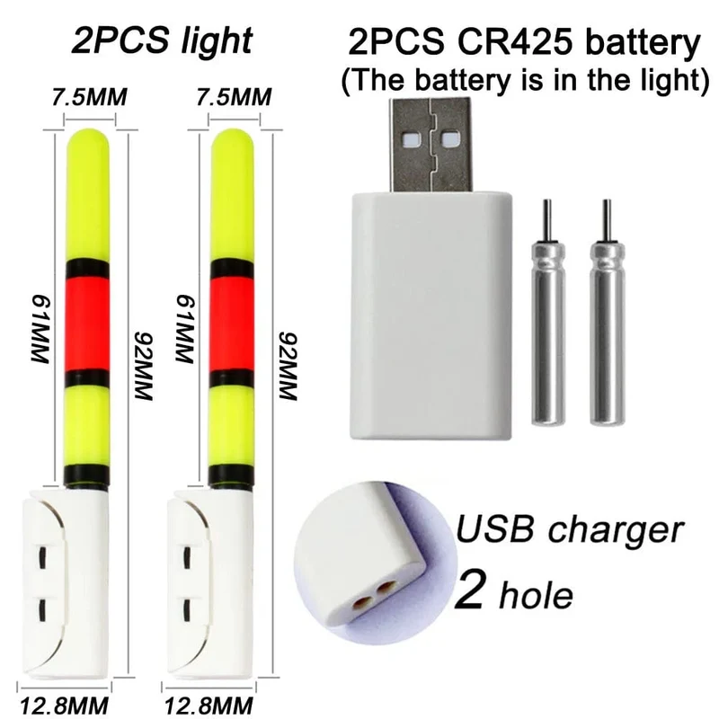 Elektronische Angelrute, leuchtender Stab, Blitzlicht, CR425, 3.6 V Lithiumbatterie, LED, abnehmbare USB-Ladung, wasserdichtes Nachtgerät