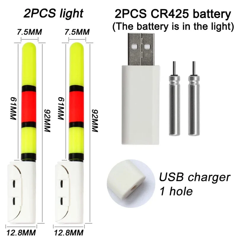 Elektronische Angelrute, leuchtender Stab, Blitzlicht, CR425, 3.6 V Lithiumbatterie, LED, abnehmbare USB-Ladung, wasserdichtes Nachtgerät
