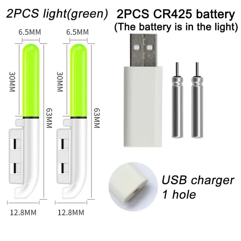 Elektronische Angelrute, leuchtender Stab, Blitzlicht, CR425, 3.6 V Lithiumbatterie, LED, abnehmbare USB-Ladung, wasserdichtes Nachtgerät