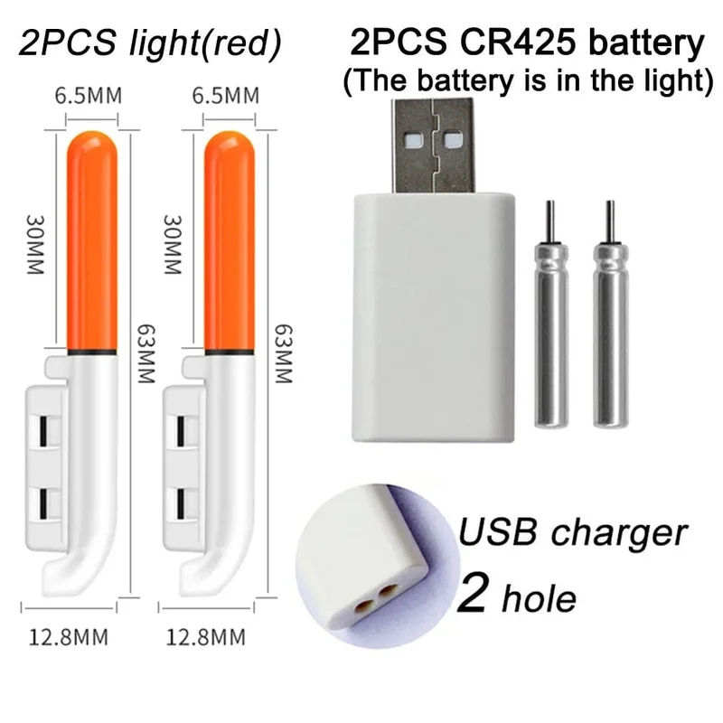Elektronische Angelrute, leuchtender Stab, Blitzlicht, CR425, 3.6 V Lithiumbatterie, LED, abnehmbare USB-Ladung, wasserdichtes Nachtgerät