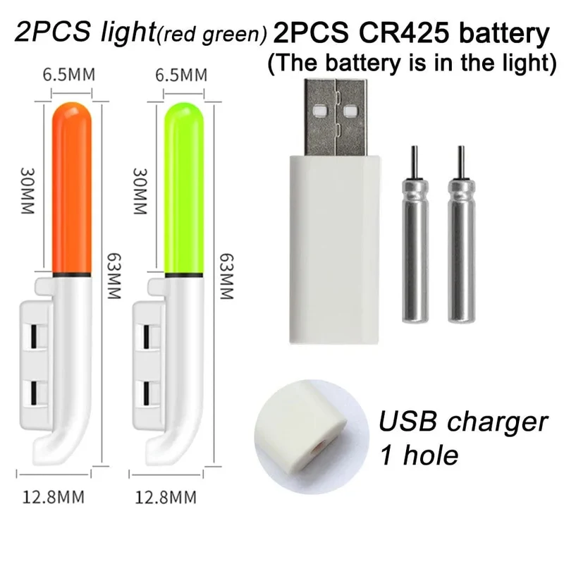 Elektronische Angelrute, leuchtender Stab, Blitzlicht, CR425, 3.6 V Lithiumbatterie, LED, abnehmbare USB-Ladung, wasserdichtes Nachtgerät