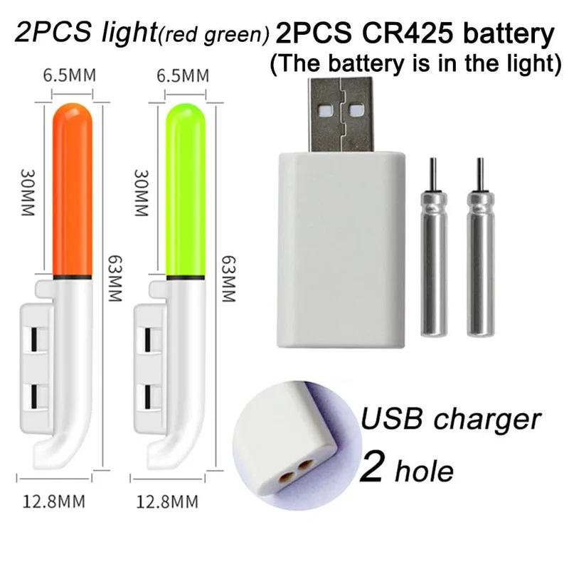 Elektronische Angelrute, leuchtender Stab, Blitzlicht, CR425, 3.6 V Lithiumbatterie, LED, abnehmbare USB-Ladung, wasserdichtes Nachtgerät