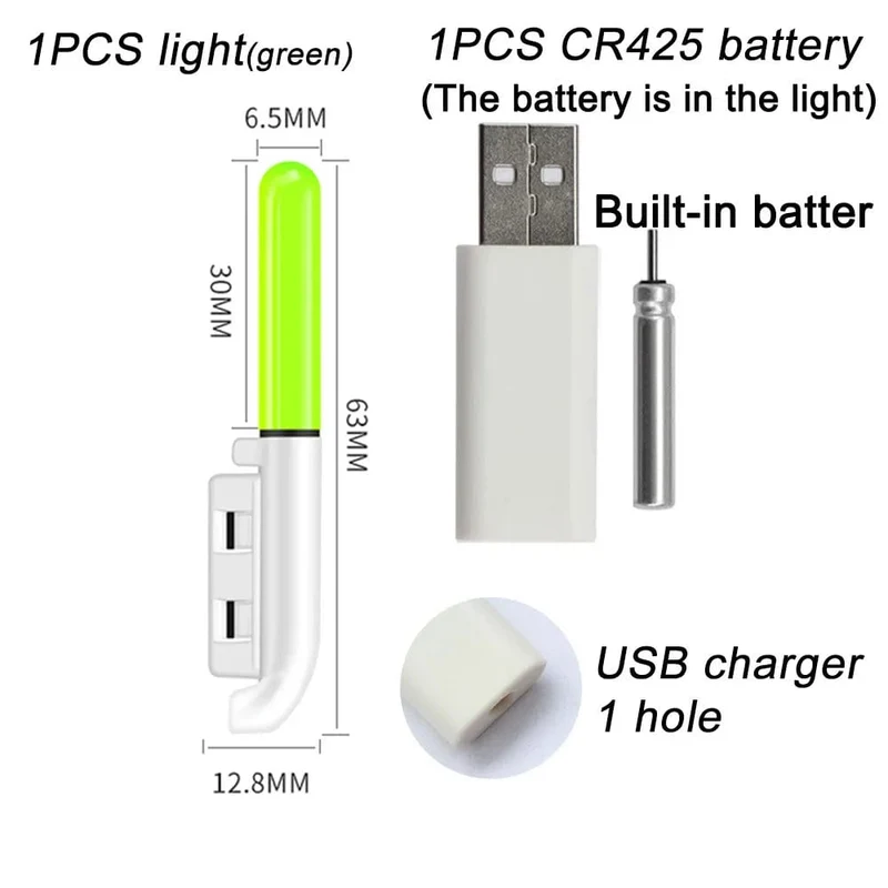 Elektronische Angelrute, leuchtender Stab, Blitzlicht, CR425, 3.6 V Lithiumbatterie, LED, abnehmbare USB-Ladung, wasserdichtes Nachtgerät