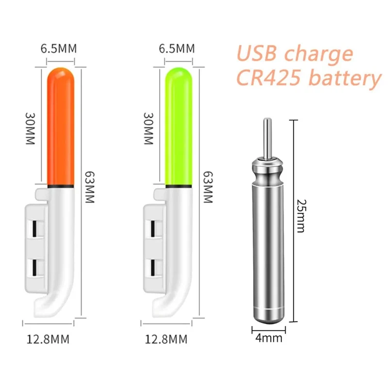 Elektronische Angelrute, leuchtender Stab, Blitzlicht, CR425, 3.6 V Lithiumbatterie, LED, abnehmbare USB-Ladung, wasserdichtes Nachtgerät