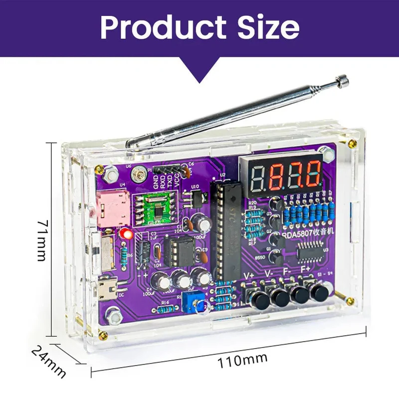 DIY FM-Radio-Elektronikbausatz, einstellbare Frequenz 87-108 MHz, Digitalanzeige, DIY-Lötprojekt, Übungslötset RDA5807S