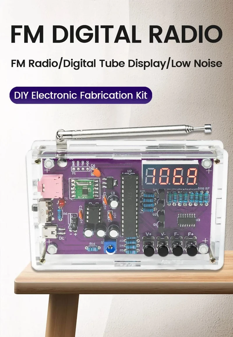 DIY FM-Radio-Elektronikbausatz, einstellbare Frequenz 87-108 MHz, Digitalanzeige, DIY-Lötprojekt, Übungslötset RDA5807S
