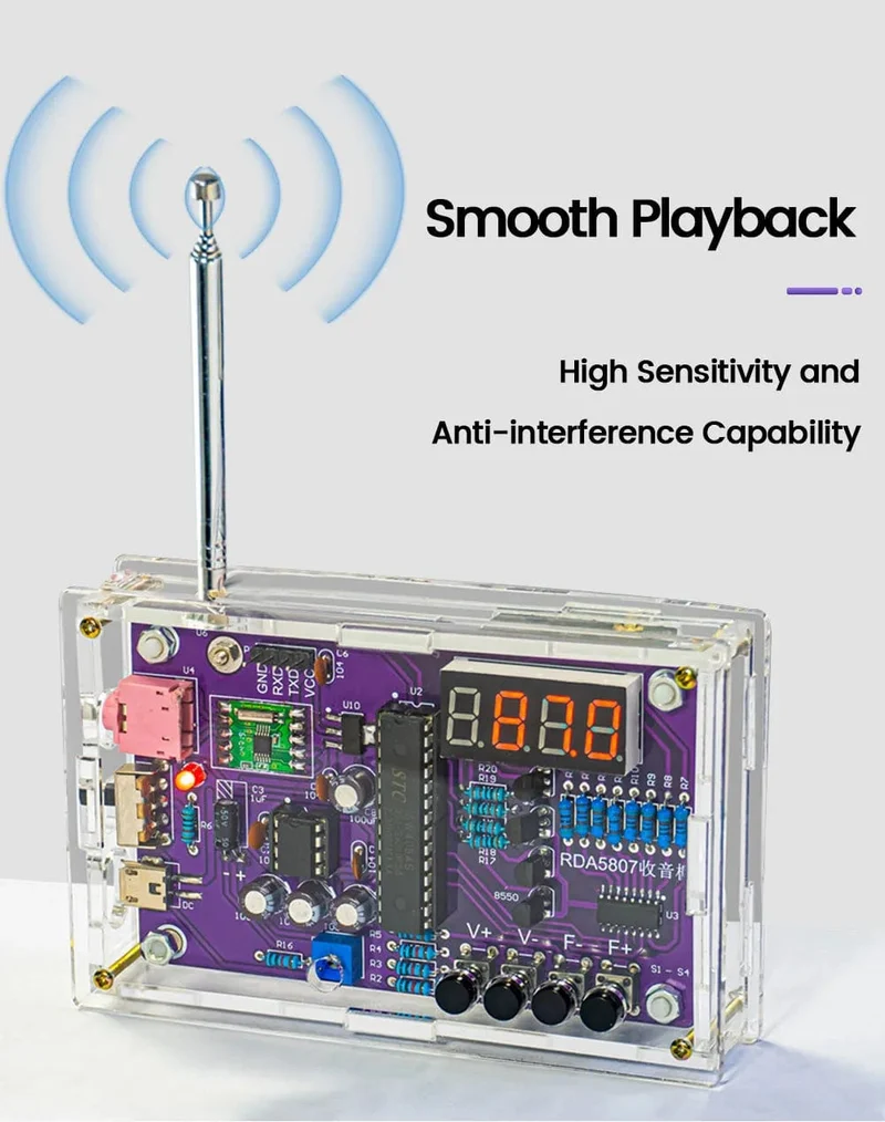 DIY FM-Radio-Elektronikbausatz, einstellbare Frequenz 87-108 MHz, Digitalanzeige, DIY-Lötprojekt, Übungslötset RDA5807S