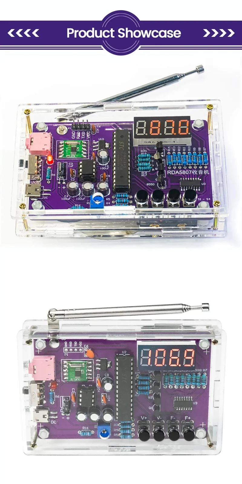 DIY FM-Radio-Elektronikbausatz, einstellbare Frequenz 87-108 MHz, Digitalanzeige, DIY-Lötprojekt, Übungslötset RDA5807S