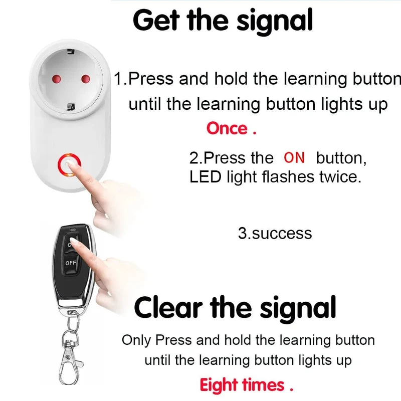 433 MHz RF Universal-Fernbedienung Elektrische Smart-Steckdose mit Fernbedienung 220 V 15 A EU-Steckersteuerung für Haushaltsgeräte/Lampen/Ventilatoren