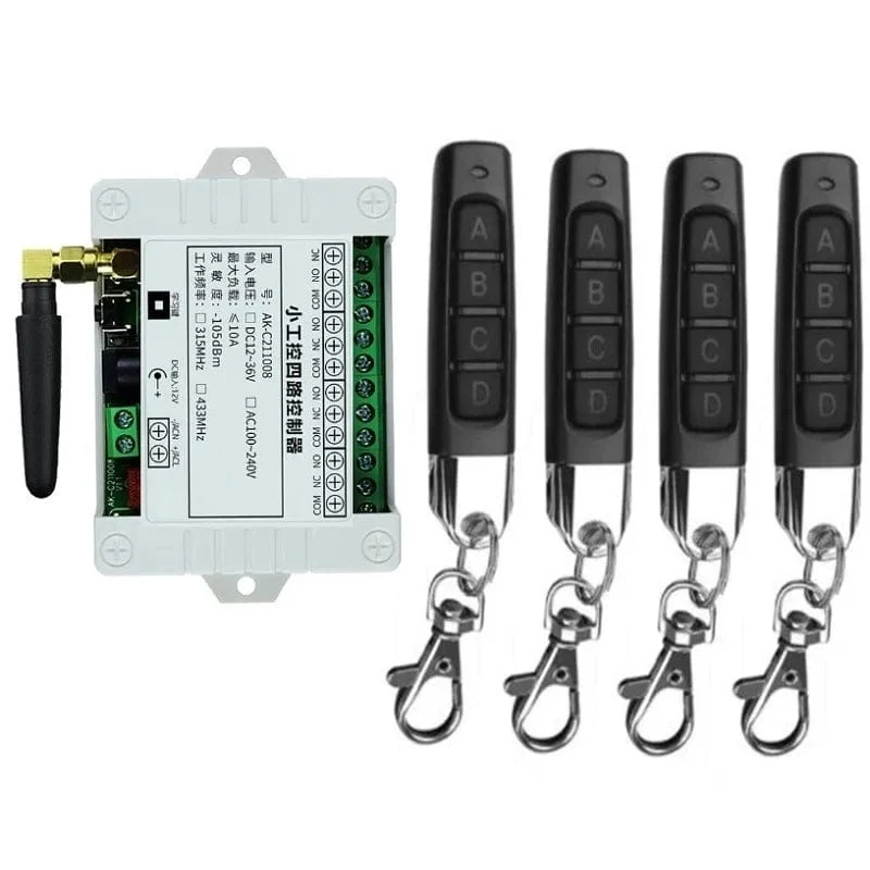 Smart Multiple DC 12V 24V 36V 10A 433MHz 4CH 4 Kanal Wireless Relay RF Fernbedienung Schalter Empfänger + Daumen Sender
