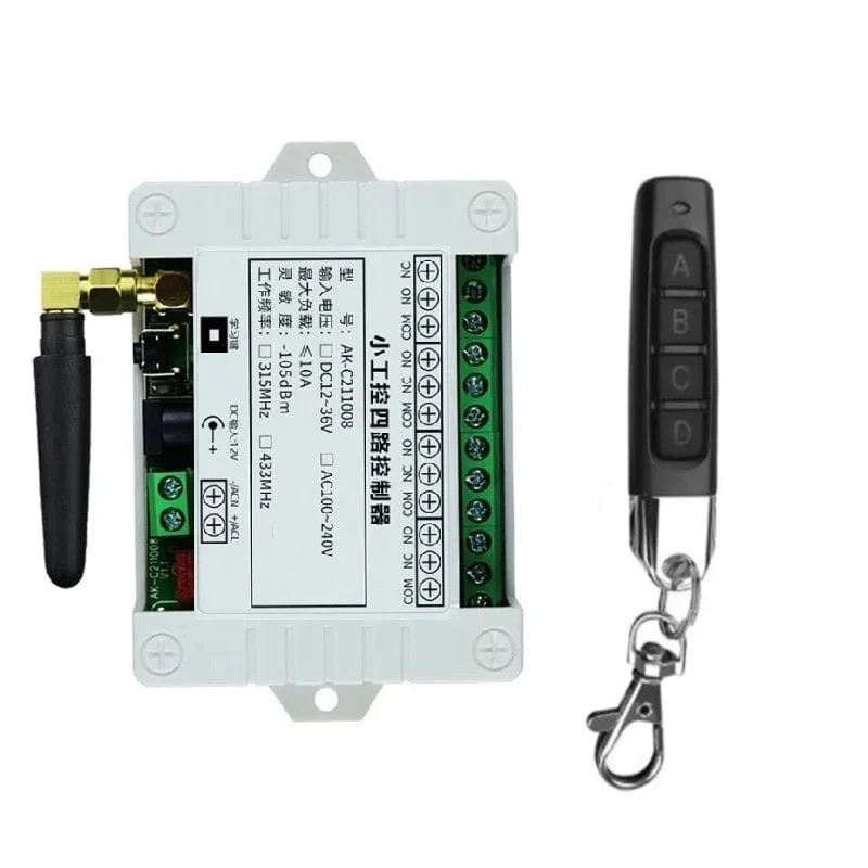 Smart Multiple DC 12V 24V 36V 10A 433MHz 4CH 4 Kanal Wireless Relay RF Fernbedienung Schalter Empfänger + Daumen Sender