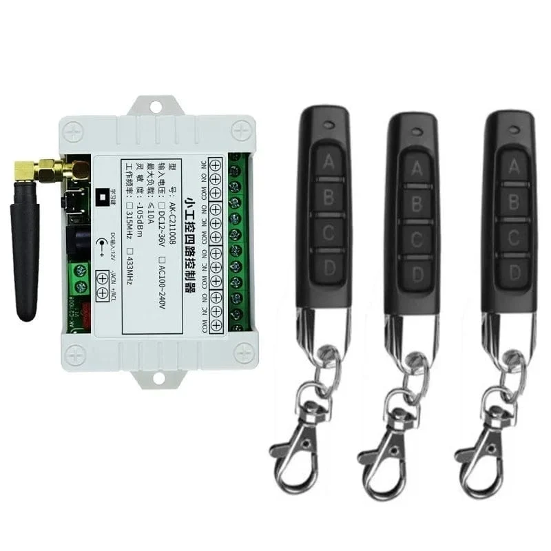 Smart Multiple DC 12V 24V 36V 10A 433MHz 4CH 4 Kanal Wireless Relay RF Fernbedienung Schalter Empfänger + Daumen Sender