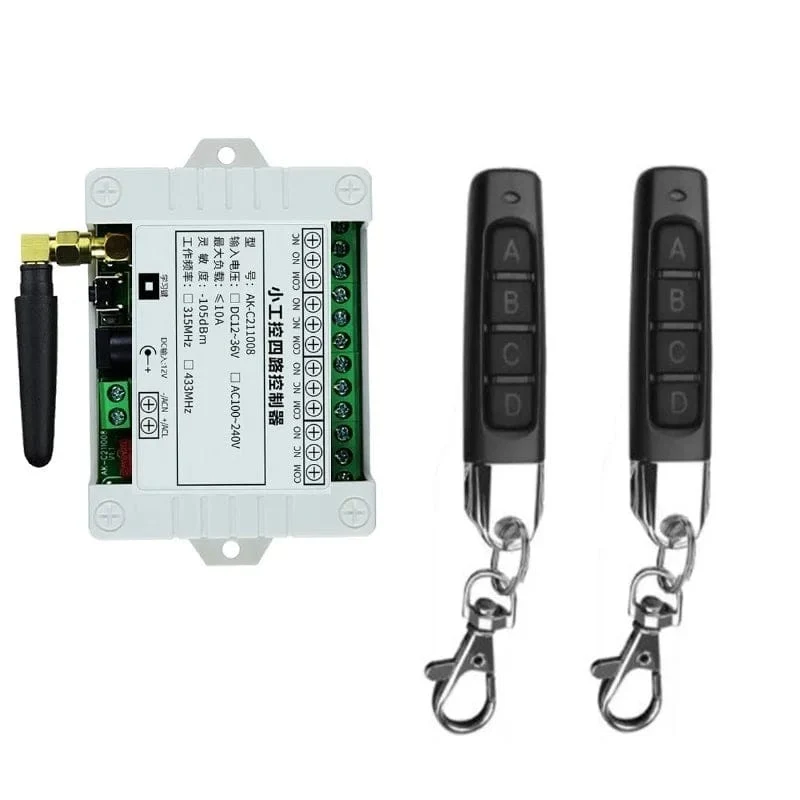 Smart Multiple DC 12V 24V 36V 10A 433MHz 4CH 4 Kanal Wireless Relay RF Fernbedienung Schalter Empfänger + Daumen Sender