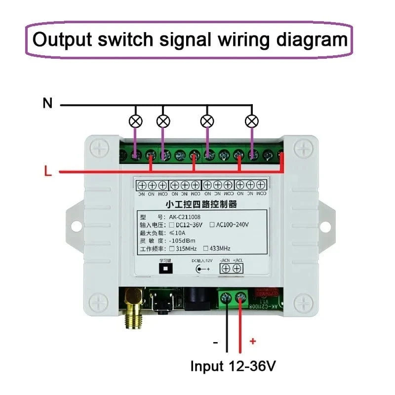 Smart Multiple DC 12V 24V 36V 10A 433MHz 4CH 4 Kanal Wireless Relay RF Fernbedienung Schalter Empfänger + Daumen Sender