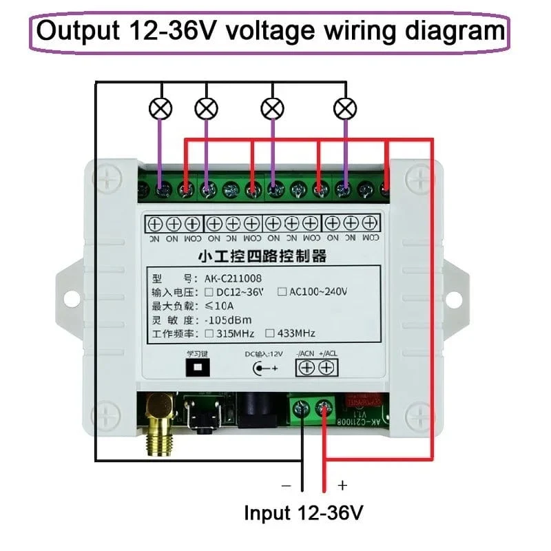 Smart Multiple DC 12V 24V 36V 10A 433MHz 4CH 4 Kanal Wireless Relay RF Fernbedienung Schalter Empfänger + Daumen Sender