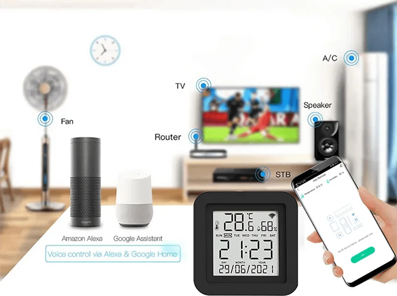 Tuya Smart WiFi Universal IR Remote Temperatur Feuchtigkeit Sensor für Klimaanlage TV AC Funktioniert mit Alexa, google Home Yandex