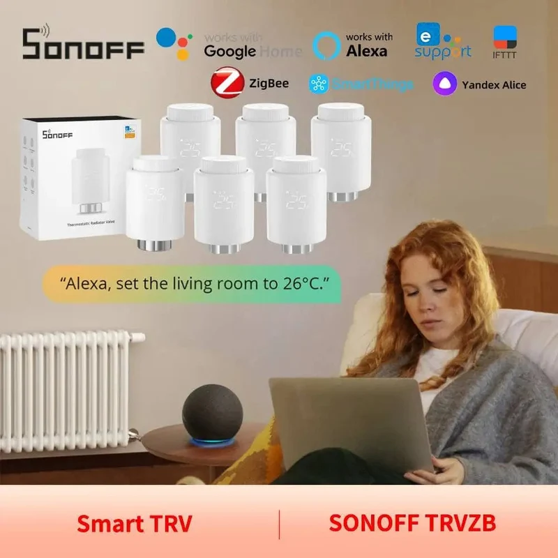 SONOFF Zigbee Thermostatisches Heizkörperventil TRV-ZB Heimtemperatur Intelligente Fernbedienung funktioniert mit Alexa Google ZHA MQTT ewelink