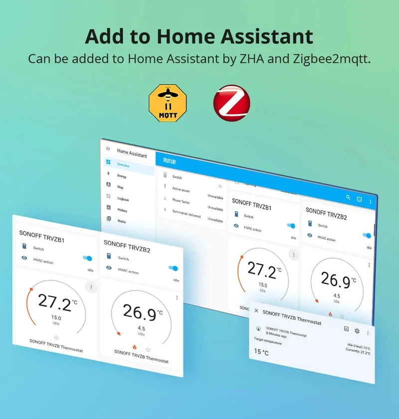 SONOFF Zigbee Thermostatisches Heizkörperventil TRV-ZB Heimtemperatur Intelligente Fernbedienung funktioniert mit Alexa Google ZHA MQTT ewelink