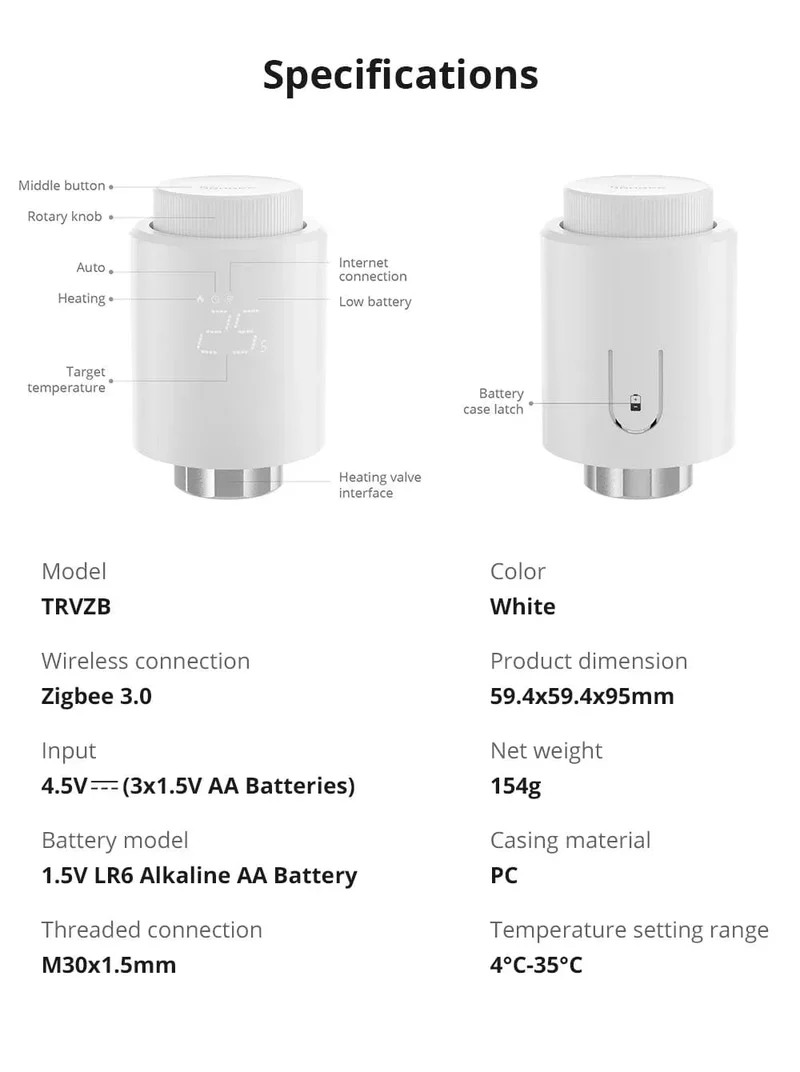 SONOFF Zigbee Thermostatisches Heizkörperventil TRV-ZB Heimtemperatur Intelligente Fernbedienung funktioniert mit Alexa Google ZHA MQTT ewelink
