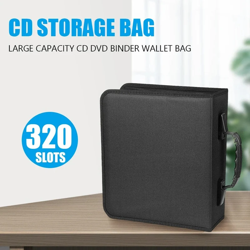 CD-/DVD-Hülle mit großem Fassungsvermögen und Reißverschluss, Album-Disc-Organizer, Aufbewahrungshülle, CD-Tasche aus Oxford-Stoff