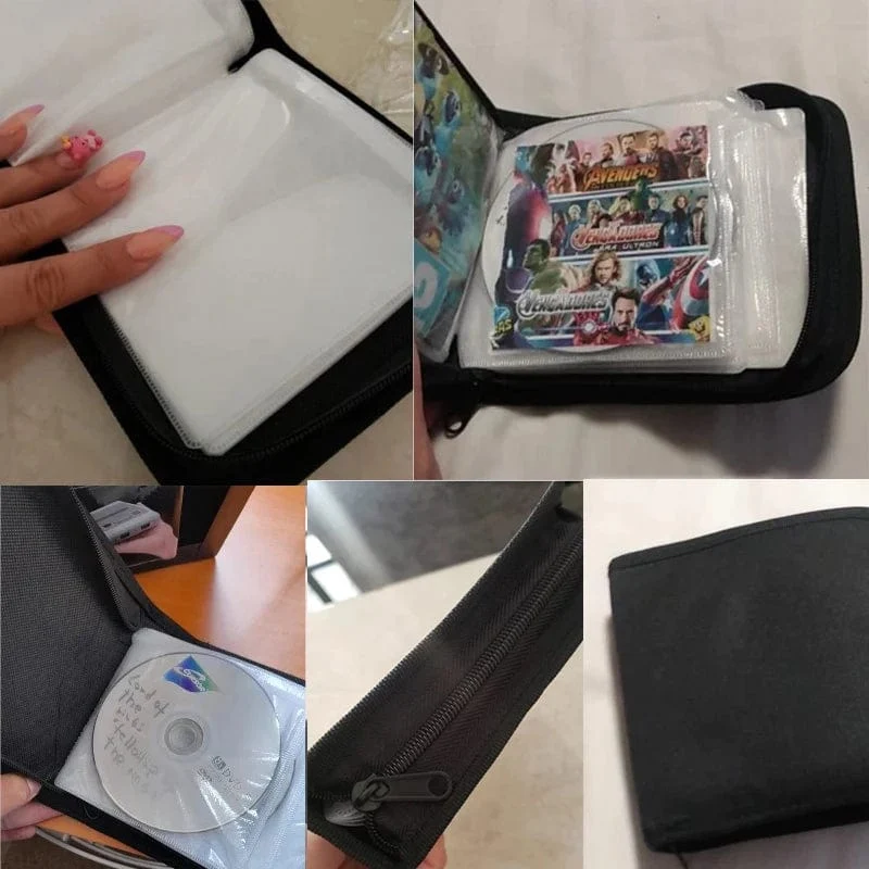 40-teilige CD-Hüllen, Aufbewahrungstasche für Discs und DVDs, großvolumige Hüllen aus Oxford-Stoff, CD-Halter, Aufbewahrungsbox für Home Room Discs, Handtasche mit Reißverschluss