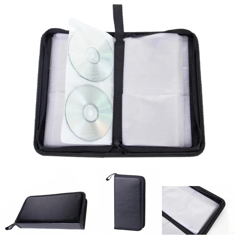 80-Blatt-Auto-CD-Hülle, Disc-DVD-Aufbewahrungstasche, Hüllen mit hoher Kapazität, CD-Halter, Tragebox, Handtasche mit Reißverschluss, Album-Organizer