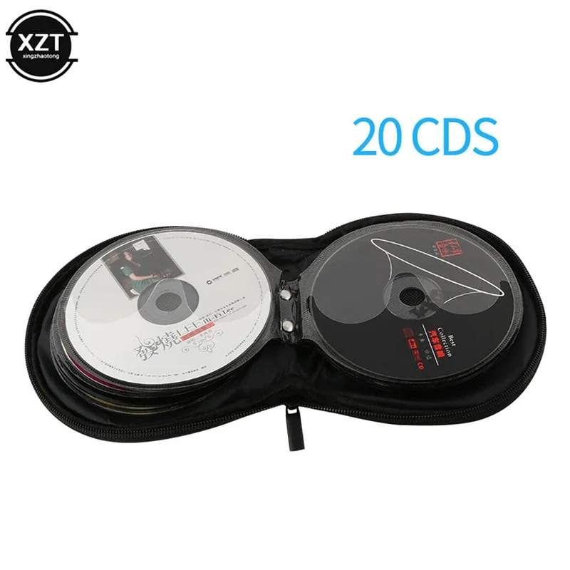 Tragbare CD-DVD-Hülle, 20P Kapazität, CD-Aufbewahrungstasche aus Oxford-Stoff, runder Halter mit Reißverschluss für die CD-Box-Tasche im Auto zu Hause