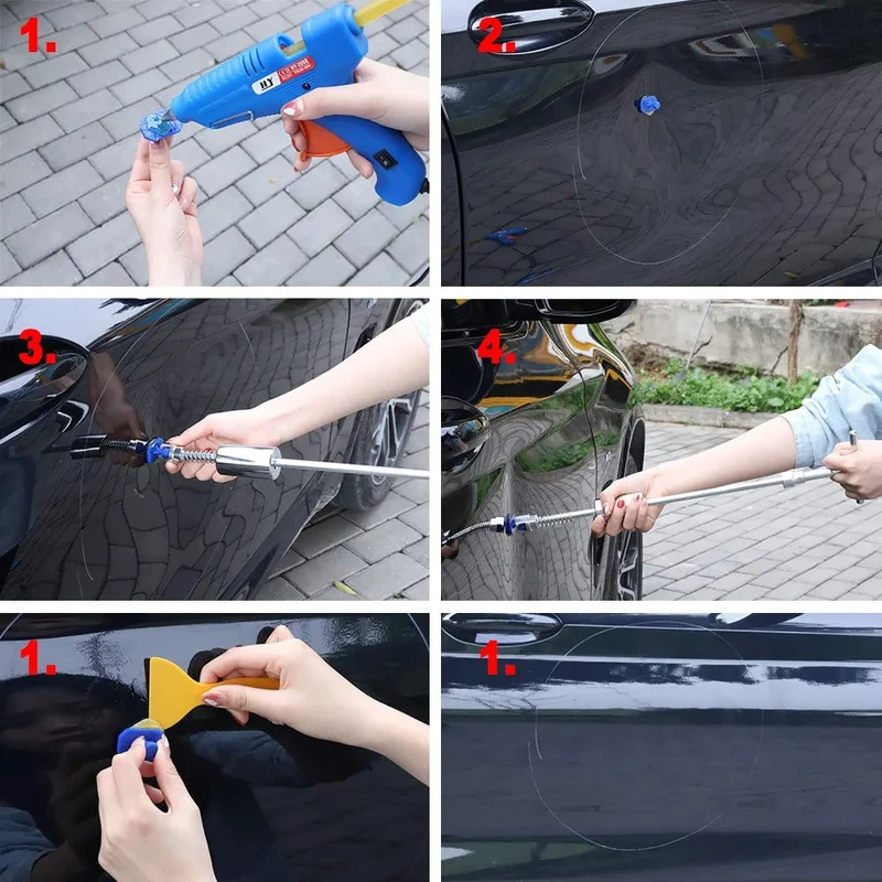 Professionelles Dellenreparatur-Set für Autos, Dellenentfernung ohne Lackierung, Dellenentfernungs-Set für die Karosserie, Dellenzieher für Autowerkstätten