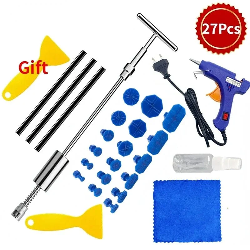 Auto-Dellenreparatur-Werkzeuge ohne Lackierung, EU-Stecker, Klebepistole, Auto-Dellenreparatur-Set, Dellenentfernungsset, Dellenentferner, Dellenzieher für Autos, Fahrzeuge